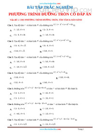 70 câu trắc nghiệm dạng bài phương trình đường tròn chọn lọc (có đáp án và lời giải chi tiết)