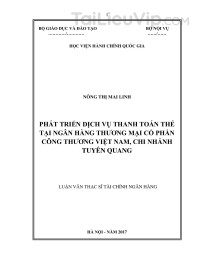 Luận văn ThS: Phát triển dịch vụ thanh toán thẻ tại Ngân hàng thương mại cổ phần Công thương Việt Nam – Chi nhánh Tuyên Quan