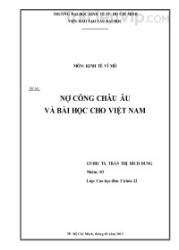 Tiểu luận: Nợ công châu Âu và bài học cho Việt Nam